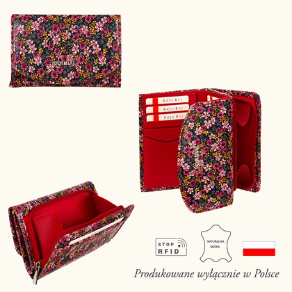 Portfel damski czerwony skórzany RFID BajuBaj PD1202cs82 RFID