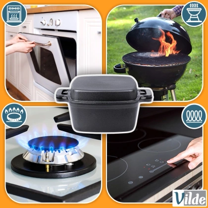 Garnek z pokrywką żeliwny 2w1 CAST LINE 25 cm 4,5 l / 1,8 l