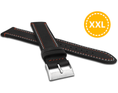 LAVVU XXL Podwójnie szyty czarny pasek SPORT z luksusowej skóry Top Grain - 22 XXL