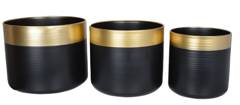 Kpl. 3 donic metalowych czarnych ze złotym rantem