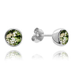 MINET Kolczyki srebrne z zielonymi cyrkoniami