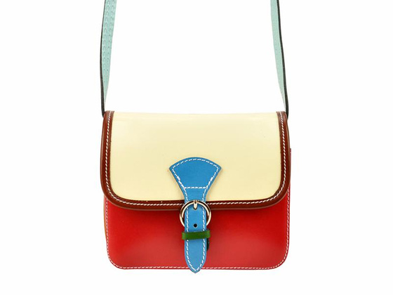 Torebka damska skórzana KEMER 112 pomarańczowy + granat