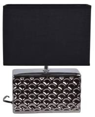 Lampa ceramiczna srebrna z czarnym abażurem prostokątna