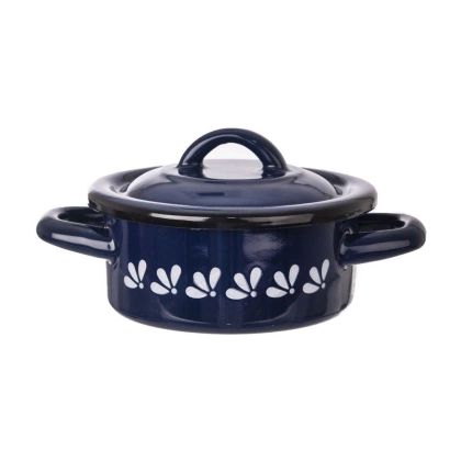 Garnek rondel garnuszek emaliowany 12 cm 0,6 l niebieski