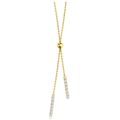 MINET Luksusowy złoty naszyjnik z białą cyrkonią Au 585/1000 4,30g