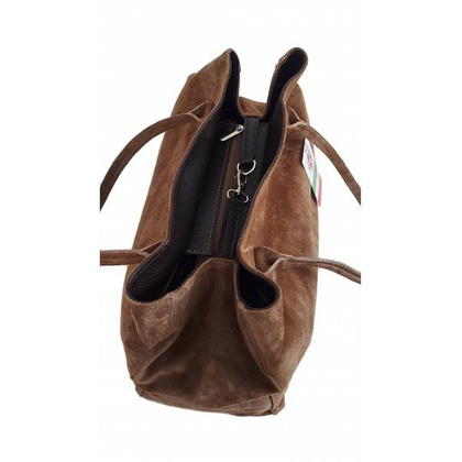 Duża włoska torba XL- A4 , worek na ramię , zamsz naturalny Vera Pelle ,Beżowa  WGXL5T