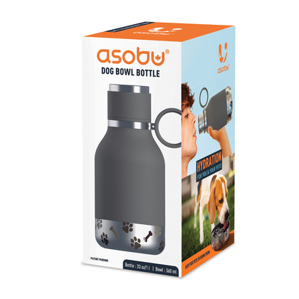 ASOBU Butelka termiczna STAINLESS z miską dla psa biała, 975ml