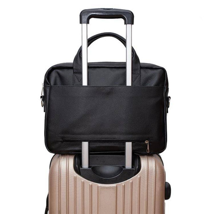 Skórzana torba męska na ramię laptopa 15,6" czarna - Pavone Nero Palermo 2492 BL