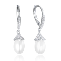 MINET Srebrne kolczyki z naturalnymi perłami i cyrkoniami
