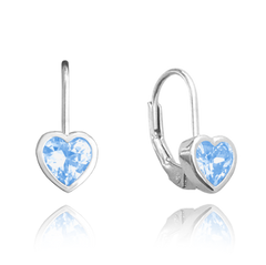 MINET Kolczyki srebrne SERCE z niebieskimi cyrkoniami