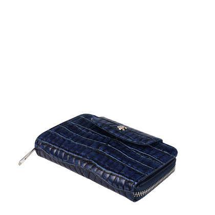 Damski portfel skórzany Canaletto – granatowy croco z RFID | Elegancja i bezpieczeństwo PD1445s285 RFID