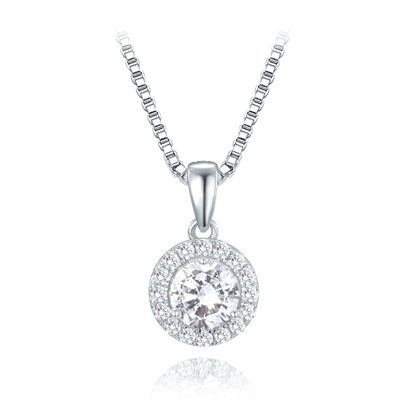 MINET Naszyjnik srebrny elegancki z białymi cyrkoniami