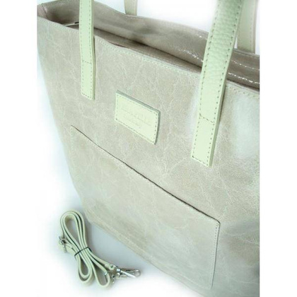 DUŻA TORBA SHOPPER BAG  VERA PELLE  NA RAMIĘ ŚWIECĄCA WŁOSKA SKÓRA  A4 RÓŻ PUDROWY X87RR KEMER
