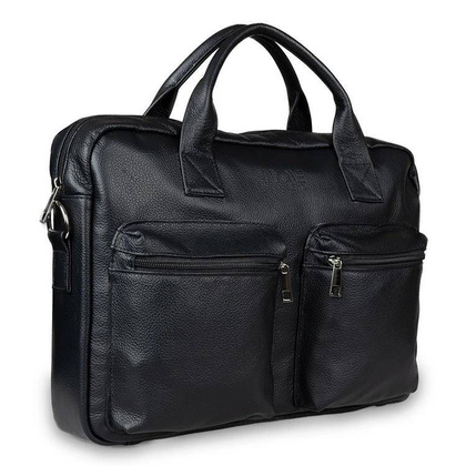Skórzana torba męska czarna na ramię laptopa 15,6" - Pavone Nero Bergamo 2430 BL