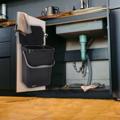 Kosz na śmieci odpady zawieszany na drzwi szafki czarny 10 l