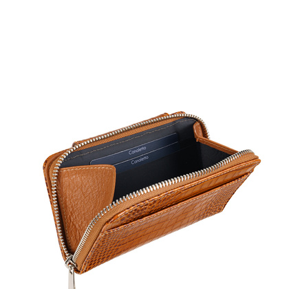 Damski portfel skórzany Canaletto – koniakowy croco z RFID | Elegancja i bezpieczeństwo PD1445s262 RFID
