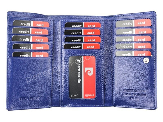 Portfel damski skórzany PIERRE CARDIN 05 LINE 108 Niebieski