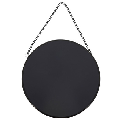 Lustro lusterko na łańcuszku w czarnej metalowej ramie okrągłe ścienne loft czarne 20 cm