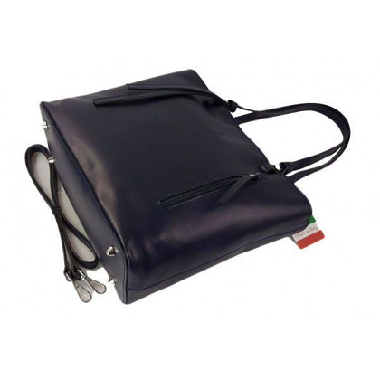 Torebka na ramię Vera Pelle ,Włoski skórzany kuferek format A4, Granatowa  KM446BS