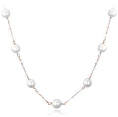 MINET Rose gold srebrny naszyjnik z naturalnymi perłami Ag 925/1000 12,15g