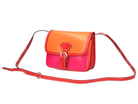 Torebka damska skórzana KEMER 112 pomarańczowy + granat