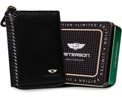 Kompaktowy portfel męski na suwak carbon