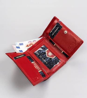 Skórzany portfel damski z systemem RFID zapinany na bigiel