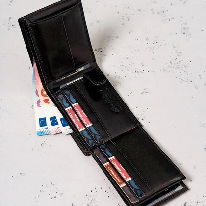 Portfel męski skórzany Peterson PTN 366.01 2-1-1 czarny + czerwony