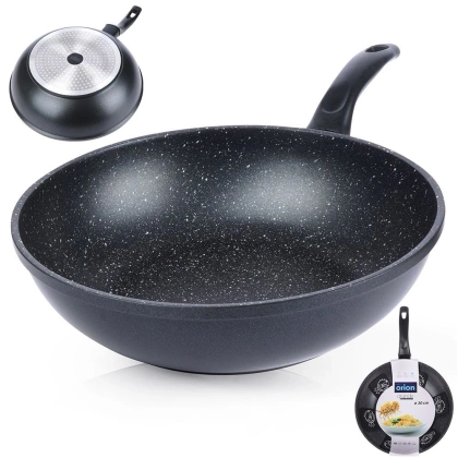 Patelnia granitowa wok do smażenia duszenia GRANDE 30 cm