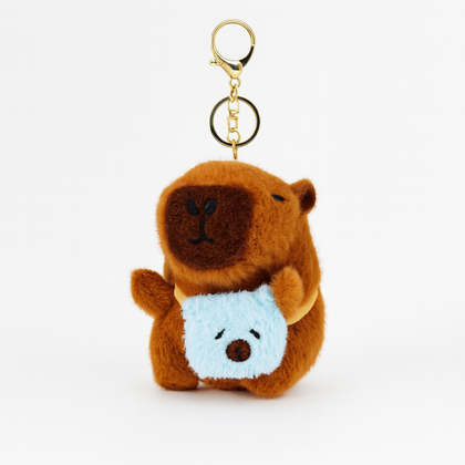 Brelok do kluczy pluszowa piszcząca Kapibara z torebką, LOSOWY KOLOR BRL387