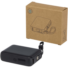 Acrux powerbank do tabletu o pojemności 10 000 mAh i mocy 35 W z wbudowanym kablem typu C - wykonany z tworzyw sztucznych pochodzących z recyklingu.