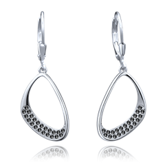 MINET Luksusowe kolczyki srebrne z czarnymi cyrkoniami