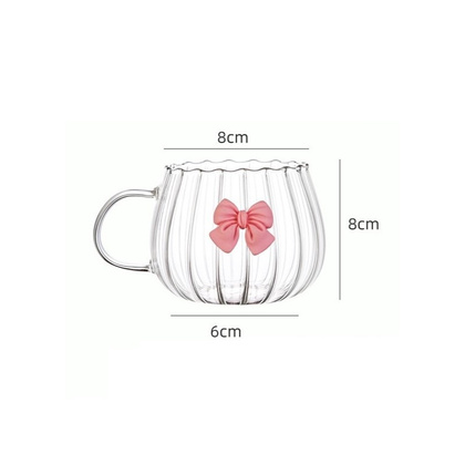 Szklanka ryflowana tulips z kokardką do kawy, drinków 1szt 350ml SZK158