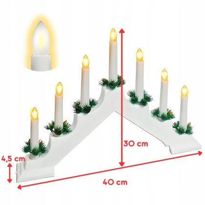 Świecznik adwentowy LED, ciepła biel 7 świec lampka biała LAMP61