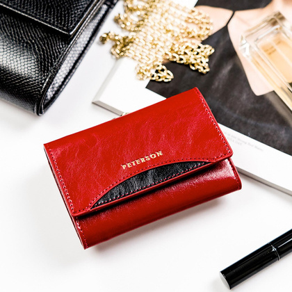 Portfel skórzany Peterson PTN PL-412.01 czerwony + czarny
