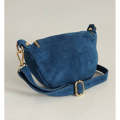 Blue Jeans zamszowa listonoszka - nerka Włoska Vera Pelle złote okucia kółka  LN633BJ