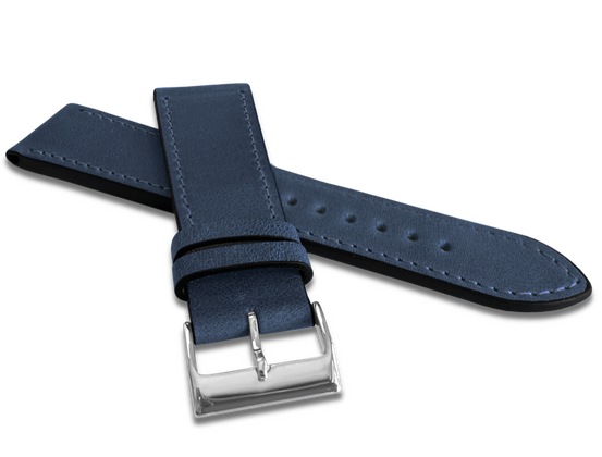 LAVVU Granatowy szyty pasek SLIM z luksusowej skóry Top Grain - 20