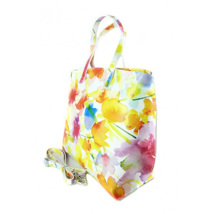 Włoska torba A4 Shopper Bag Vera Pelle Kwiaty SB689K2