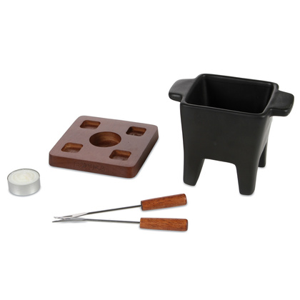 Zestaw do Fondue czarny, poj. 200ml, mahoń