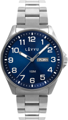 LAVVU Zegarek ze stali nierdzewnej ​ BERGEN Blue ze świecącymi cyframi