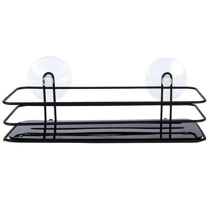 Półka łazienkowa pod prysznic na przyssawki prostokątna czarna