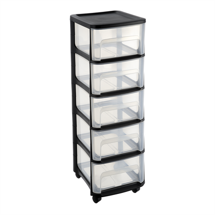 Szafka modułowa na kółkach 5 szuflad CZARNA