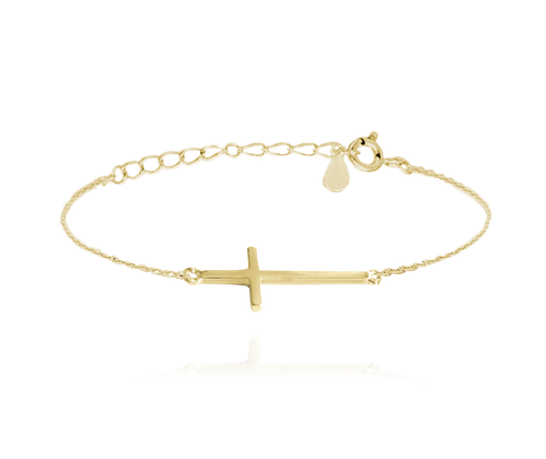 MINET Bransoletka srebrna pozłacana KRYŻYK