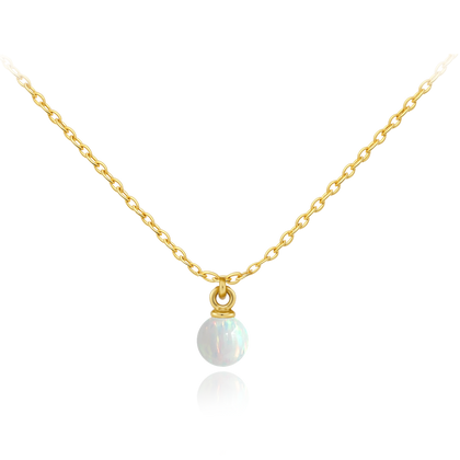 MINET Elegancki złoty naszyjnik z białym opalem Au 585/1000 1,65g