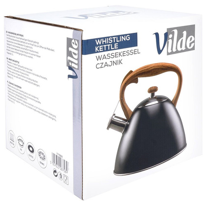 Czajnik stalowy tradycyjny z automatycznym gwizdkiem czarny 3 l