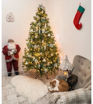 Choinka sztuczna PE09 220 cm FULL PE jasnozielona gęsta z metalowym stojakiem