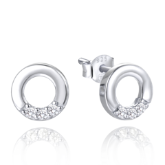 MINET Srebrne kolczyki okręgi z cyrkoniami