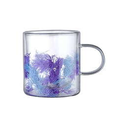 Szklanka termiczna z elementami roślinnymi w środku, fiolet 250 ml 1szt SZK134