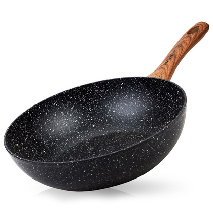 Patelnia wok granitowy NATURE do smażenia duszenia 28 cm gaz indukcja