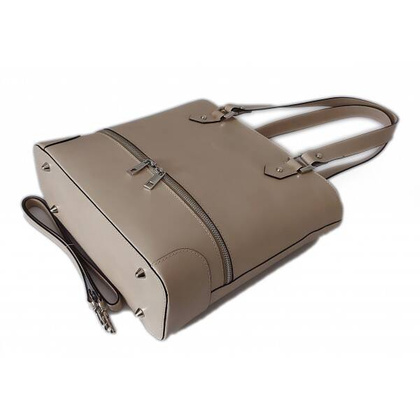 Porządna,praktyczna włoska torebka na ramię a4 beżowa V335T